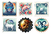Zodiac Postage Stamp Clipart, an Illustration by Daily.Designs (Thumbnail 4 of 5)