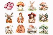 Watercolor Mushroom Garden Clipart, an Illustration by Design Market (Thumbnail 5 of 5)