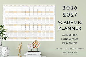 2026–2027 Academic Planner MO Start, a Stationery Template by Olga Begak Art & Design