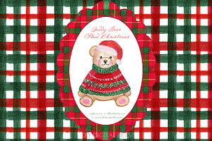 Christmas Teddy Bear Pattern, a Graphic by LABFcreations