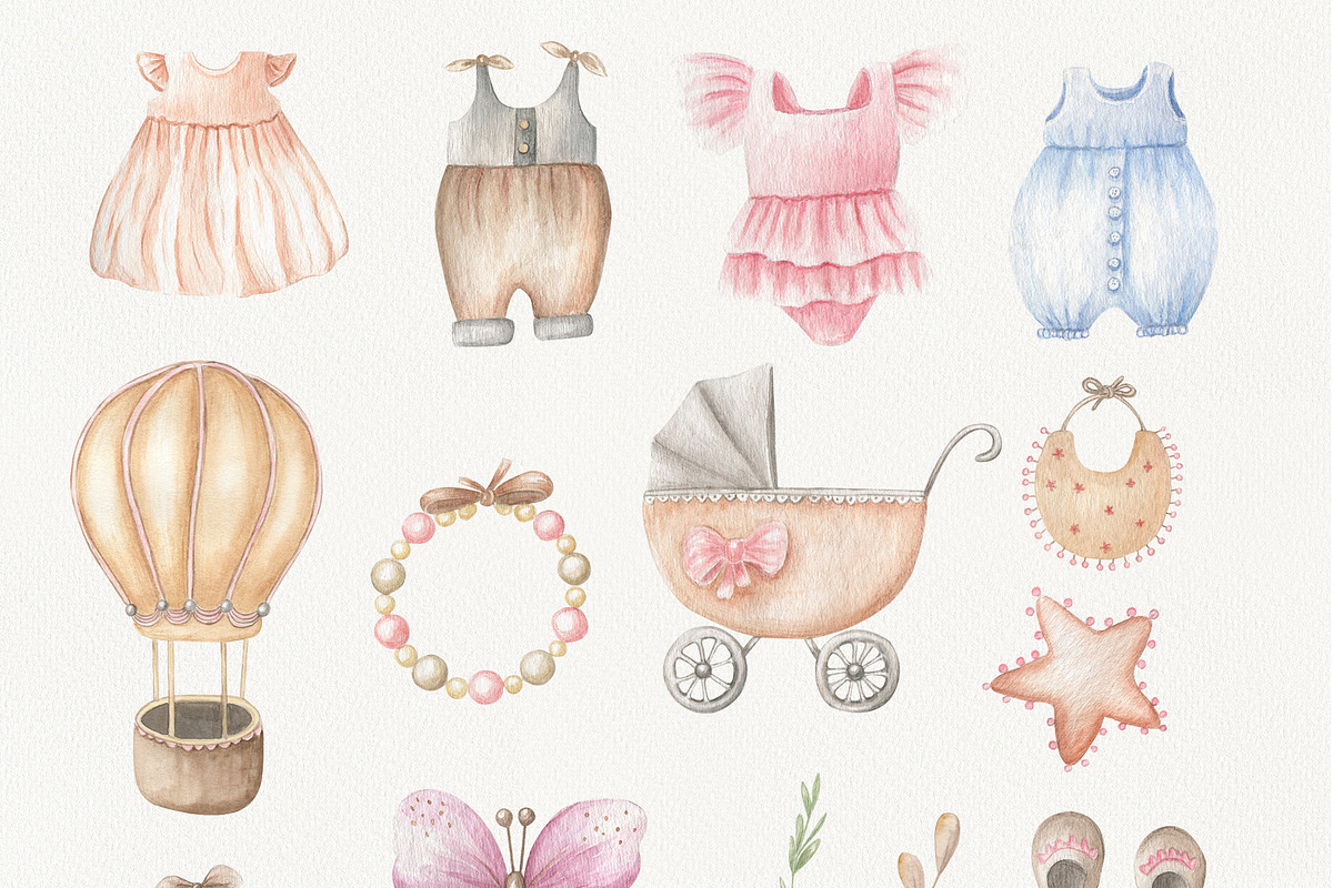 Baby Watercolor Clip Arts, a Decorative Illustration by ViolettaKh (Photo 4 of 10)