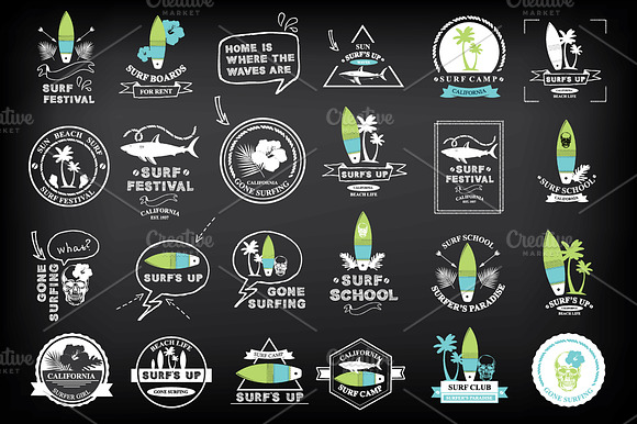 Surfing Summer Icons