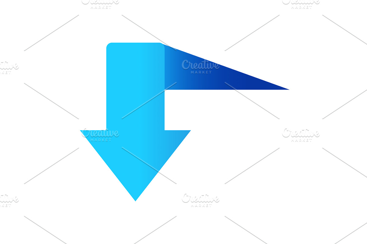 Blue arrow icon, pointing down, an Object Illustration by Things for designers