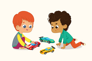 Boys Playing With Toys Cars