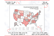 US Sales Map, EDITABLE Color Tracker, a Stationery Template by Templatables (Thumbnail 4 of 10)