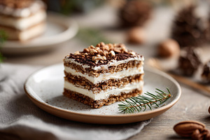 Delicious layered dessert cake with, a Food & Drink Photo by MistyDay