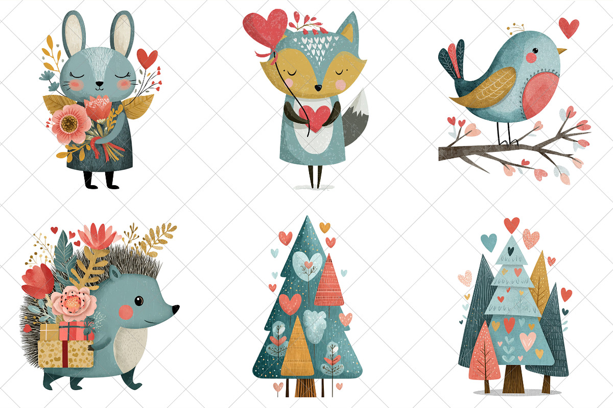 Woodland Valentine Clipart, an Illustration by SinaCreation (Photo 3 of 7)