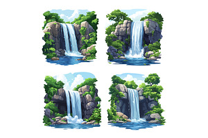 Waterfalls cascading torrents, an Illustration by Onyx