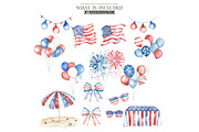 4th of July Watercolor Clipart, an Illustration by CharmClipart (Thumbnail 6 of 9)