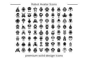 Robot Character Glyph Icons Set