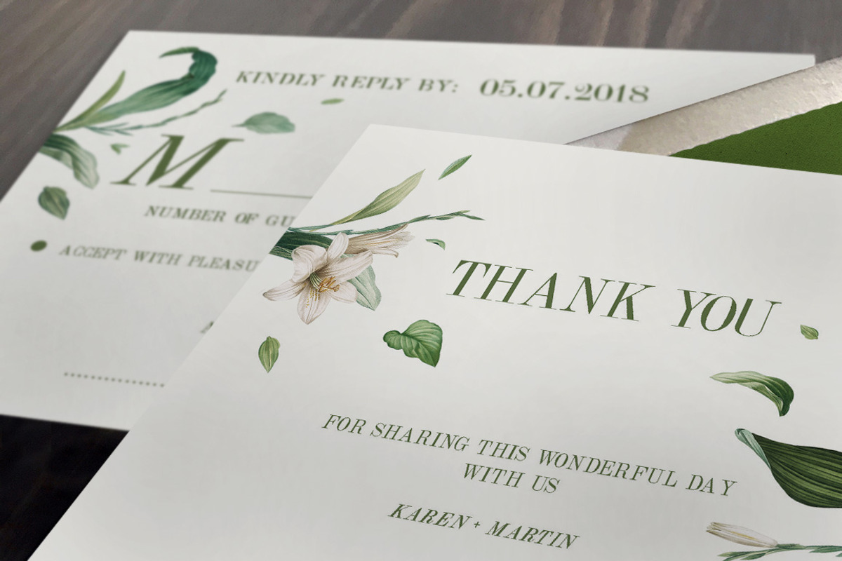 Green Foliage Wedding Suite, an Invitation Template by BlueRobinDesignShop (Photo 4 of 7)
