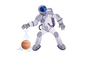 Cosmonaut And Planet Illustration