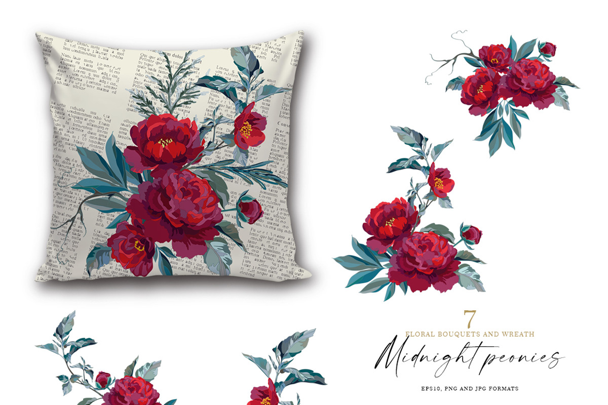 Dark red peonies, an Illustration by Vasmila (Photo 3 of 10)