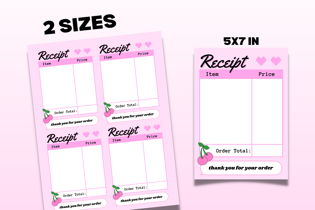 RECEIPT TEMPLATE Pink Order Form, a Stationery Template by PLANETSEL (Photo 2 of 4)