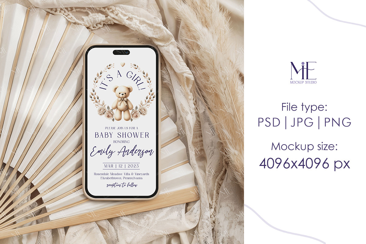 iPhone Screen Invitation Mockup, an iPhone Mockup by Mie Mockup Studio (Photo 5 of 7)