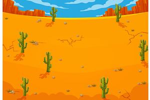 Cartoon Mexican Desert Landscape