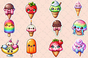 Kawaii Ice Cream Clipart Bundle, an Illustration by Designworld (Thumbnail 3 of 5)