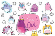 Oh, these Owls! - stickers pack, an Illustration by Zooza Art (Thumbnail 1 of 6)
