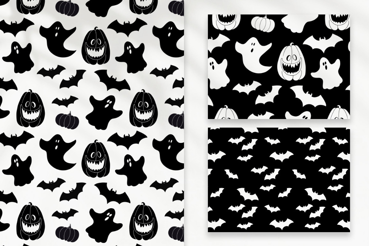 Halloween Seamless Patterns, a Seasonal Illustration by Mari_Caliart (Photo 13 of 15)