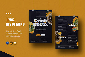 Drink Resto Menu, a Print Template by Esensifiksi.studio