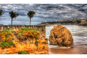 A rock in the atlantic ocean near biarritz france stock photo containing, an Architecture Photo by Leonid Andronov