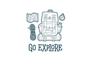 Let's go camping illustration set, an Illustration by tetiana.svirska (Thumbnail 5 of 13)