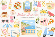 Italian Summer Clipart Coastal PNG, a Seasonal Illustration by SugarCloudStudioArt (Thumbnail 1 of 7)