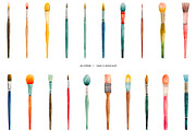 Watercolor drawing brushes set, an Object Illustration by Art and Funny (Thumbnail 3 of 3)