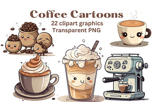 Cartoon Coffee Shop Clipart Set