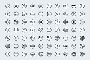 Outline circular world flags