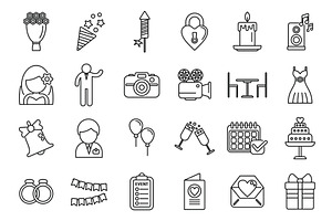 Event Planner Icons Set Outline