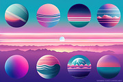 80s Vaporwave Planet Space Clipart, an Illustration by Paper Element (Thumbnail 5 of 7)
