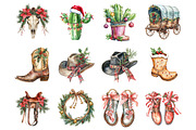 Western Cowboy Christmas Clipart, a Graphic by CitraGraphics (Thumbnail 3 of 4)