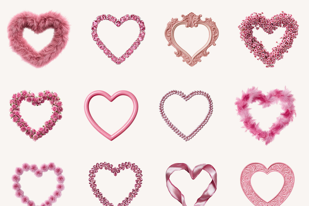 Pink Heart Frames & Elements, an Object Graphic by NatalieArtShop (Photo 7 of 8)