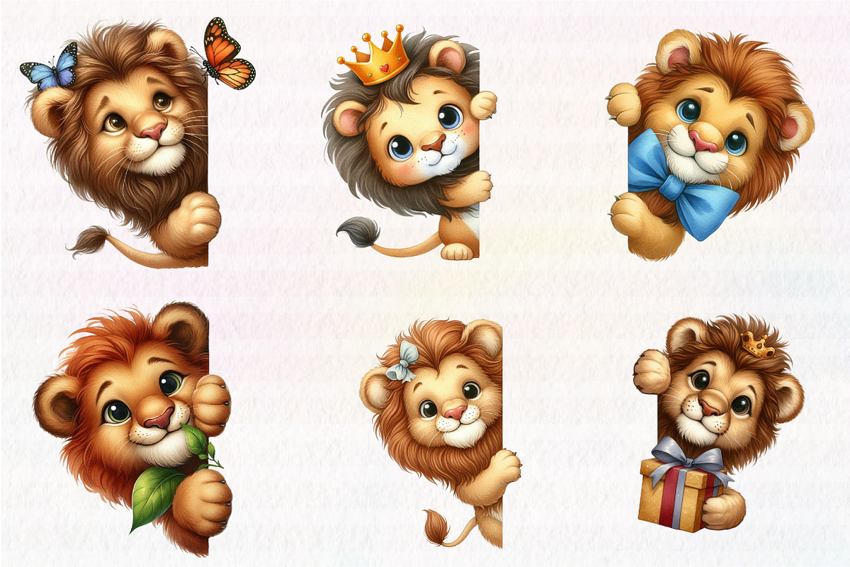 Cute Lion Peeking Around Corner, an Illustration by CreationArt (Photo 4 of 6)