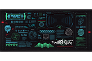 Futuristic cyberpunk HUD set, a Technology Illustration by SergeyBitos (Thumbnail 1 of 2)