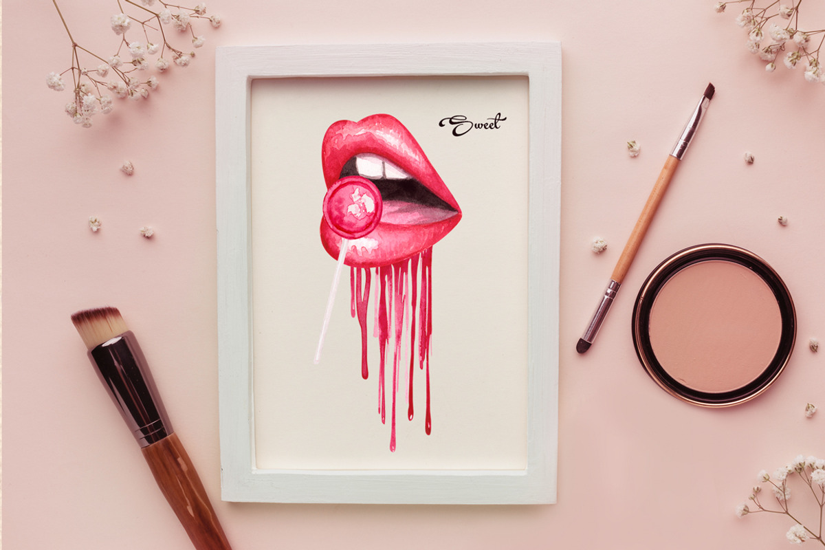 Watercolor Lips Collection, an Illustration by Dapper Dudell (Photo 6 of 7)