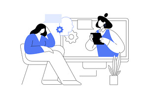 Online consulting isolated cartoon, a Technology Illustration by Visual Generation