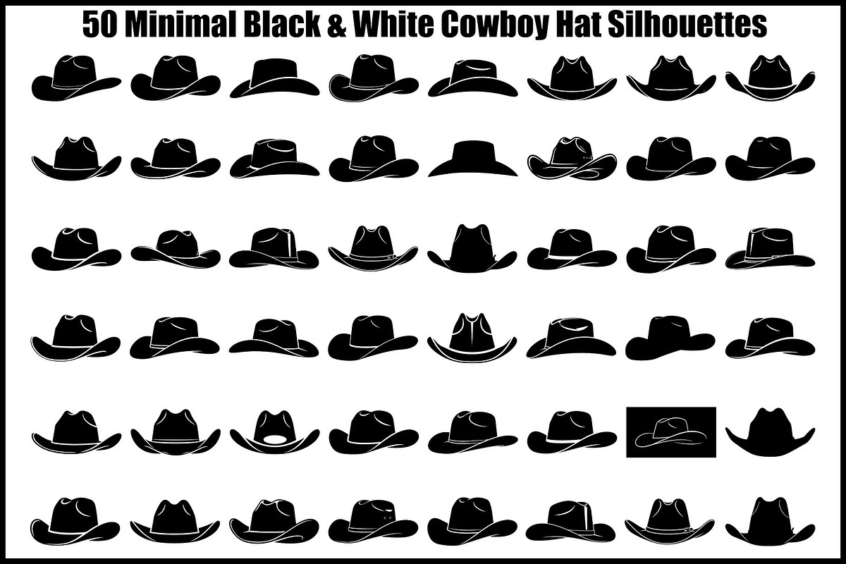 Minimal Cowboy Hat Silhouette Bundle, an Illustration by Designs_River (Photo 1 of 51)