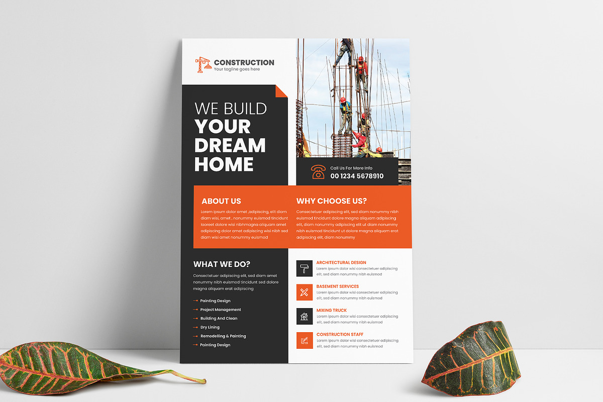 Construction Flyer Template, a Flyer Template by Pixelpick (Photo 1 of 3)