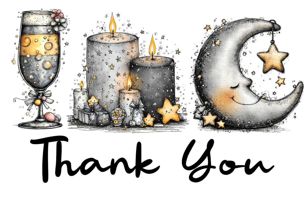 Whimsical Silver New Year Clipart, an Illustration by CraftArtStudio (Photo 6 of 6)