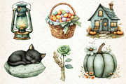 Sage Green Halloween Clipart, an Illustration by Dream Creation (Thumbnail 3 of 7)