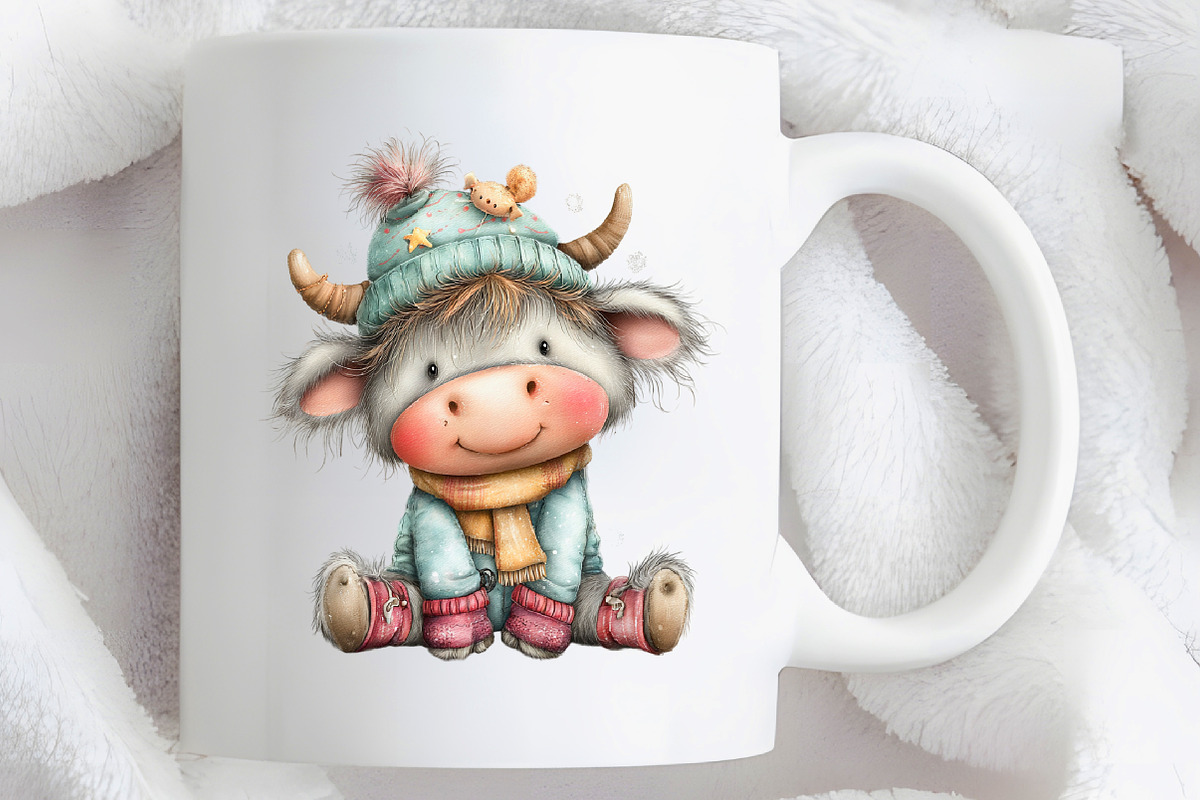 Cute & Funny Festive Highland Cow PN, an Illustration by RobertsArt (Photo 7 of 7)