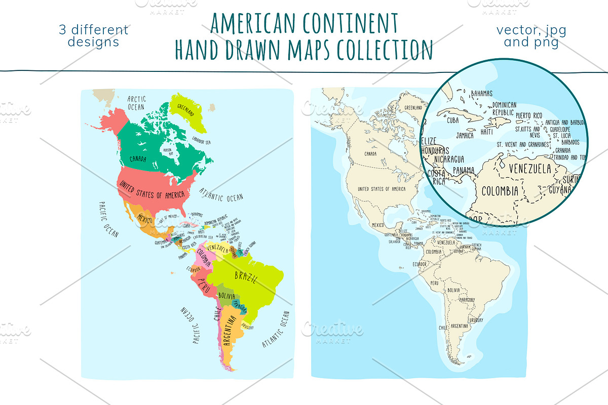 American Continent Maps Collection, an Education Illustration by Illustrationsforteachers (Photo 2 of 3)