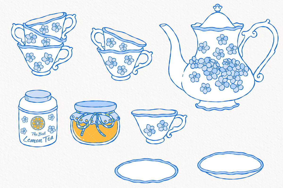 Lemon Tea Time Clipart Hand Drawn, a Food Illustration by TitaLivingArt (Photo 5 of 10)