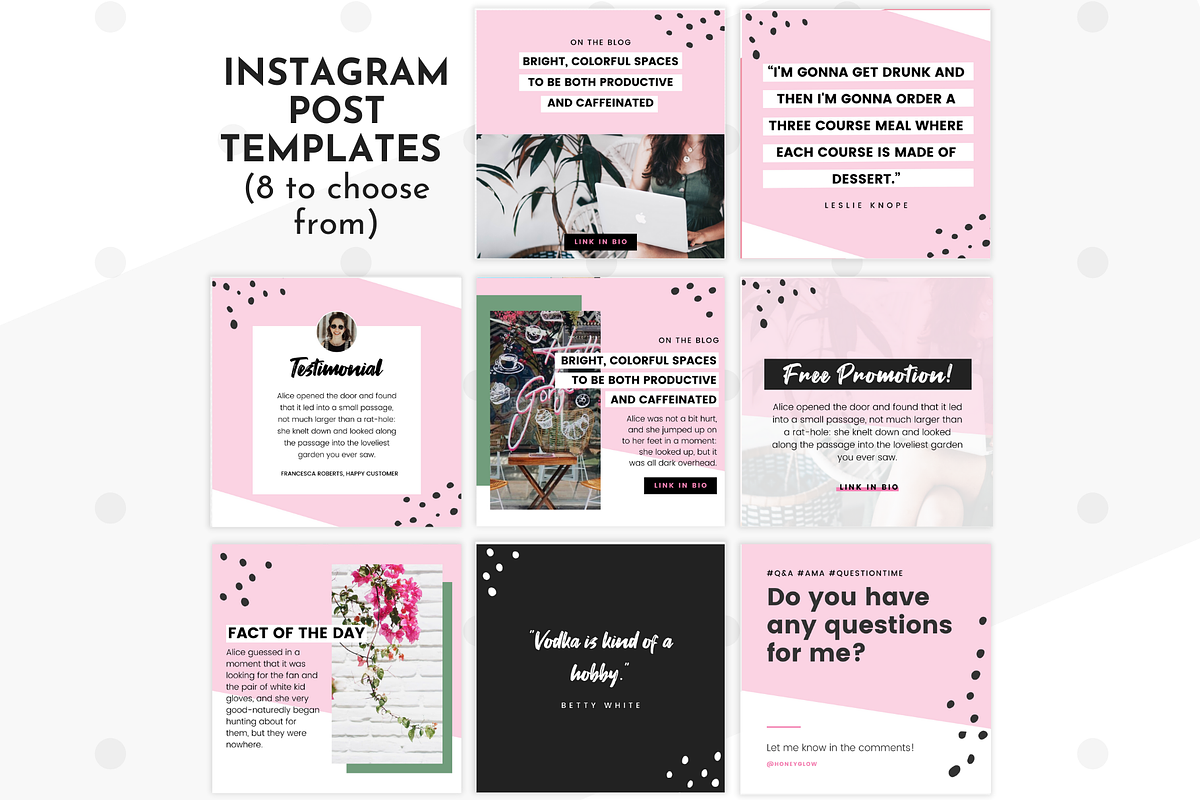 Instagram Template Pink Canva Pack, a Social Media Template by ltsdesigns (Photo 2 of 4)