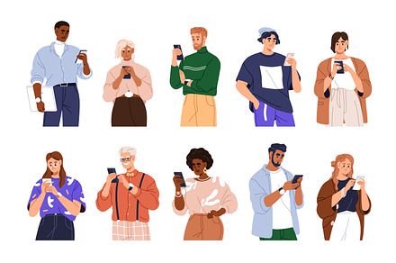 People using mobile phones set, a Person Illustration by Good Studio