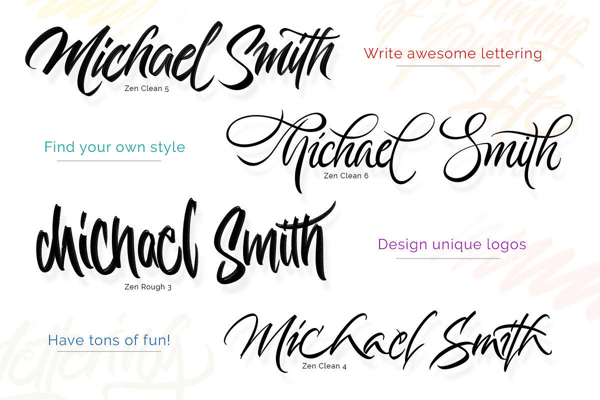 Lettering Brush Set for Procreate, a Brush Add-On by ZenLettering (Photo 3 of 12)
