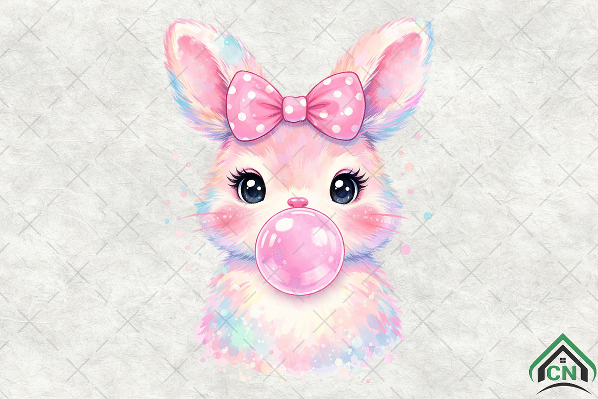 Coquette Easter Bunny Bubblegum PNG, an Illustration by Craft Nest (Photo 2 of 6)