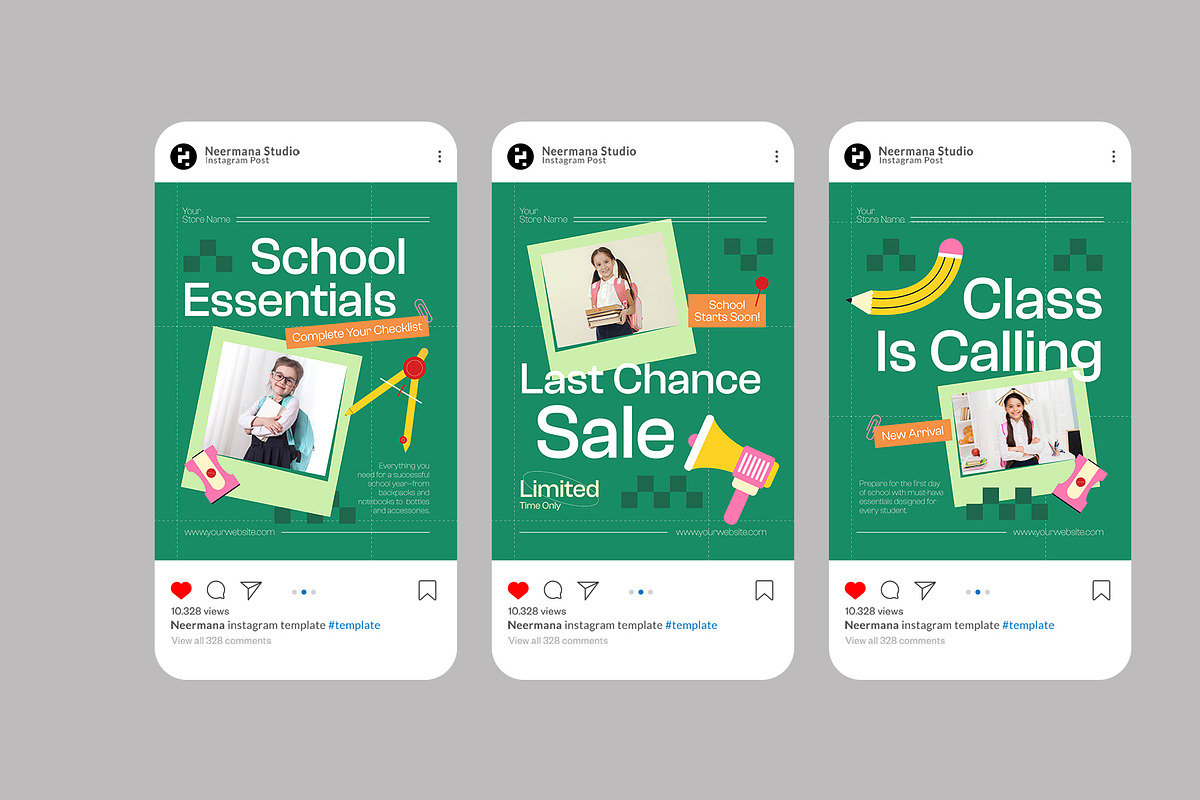 Green Back to School Instagram Post, a Social Media Template by Neermana (Photo 3 of 4)
